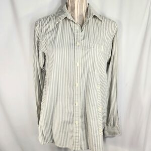 Marc by Marc Jacobs Cream & Multi Striped Button Down Long Sleeve Top Sz Small